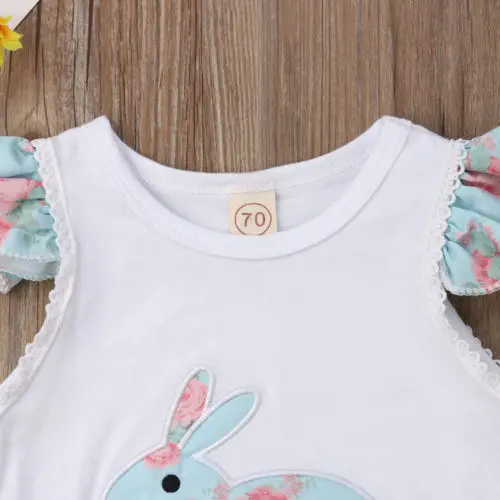 Летняя мода для новорожденных девочек пасхальный комбинезон с зайчиком