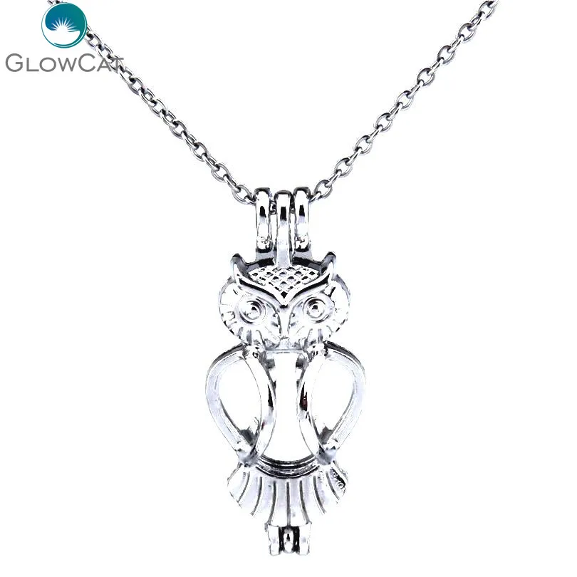 Kk244 стимпанк летящая Сова Бусины клетке медальон Цепочки и ожерелья ароматерапия