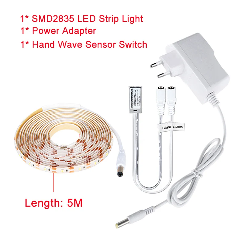 Hand Wave Light 5M EeeToo светодиодный Ночной светильник с датчиком, ручной волновой развертки под шкаф, светильник DC 12 В, датчик движения, ночник, кухонный шкаф, барный светильник s Home - Испускаемый цвет: Hand Wave Light 5M