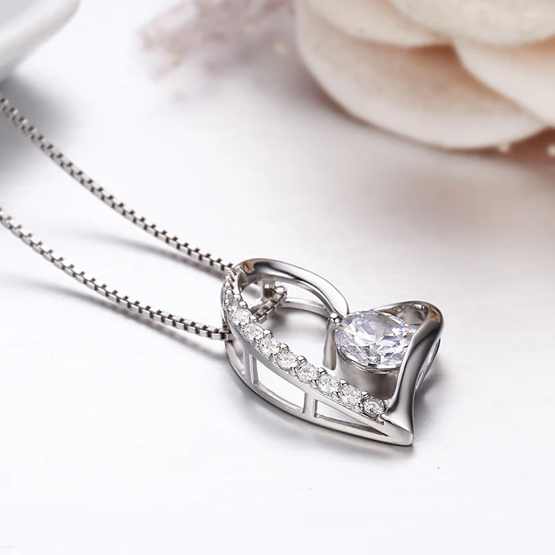 Милая 925 пробы серебряная подвеска CZ Love Peach Heart с круглым камнем Pingente, ожерелье для женщин, девушек, друзей, ювелирные изделия pingentes