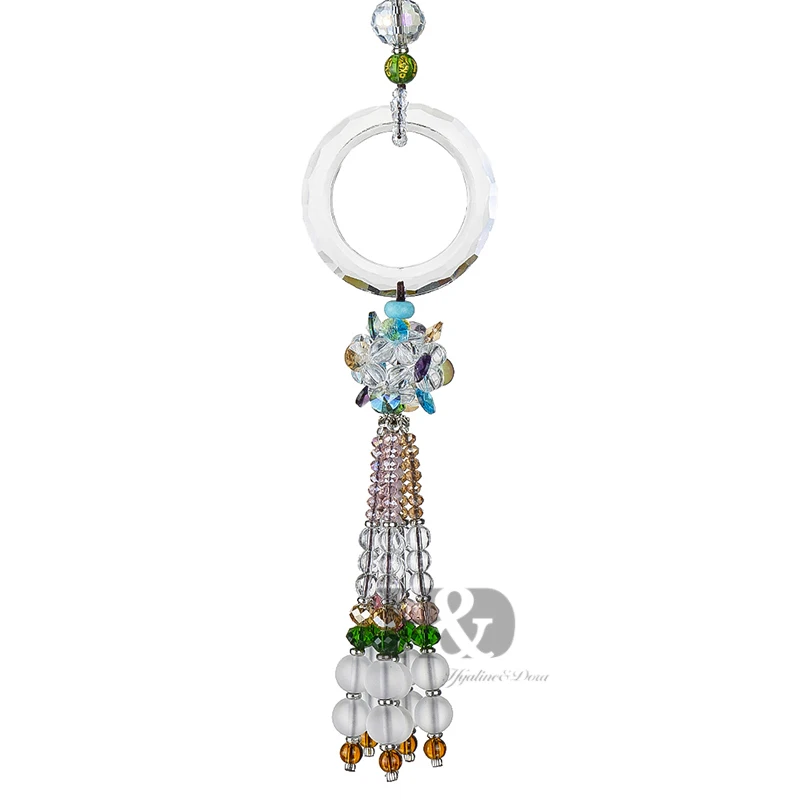 H &amp D 13 5 ''авто зеркало кулон Радуга производитель Suncatcher круг кристалл кластер