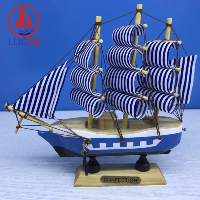 LUCKK 16 см морской мореходный деревянный модельный корабль синий домашний декор