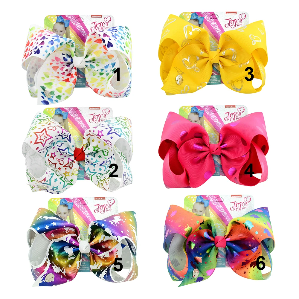 Бант для волос с принтом в виде единорога звезды сердца 8 дюймов |