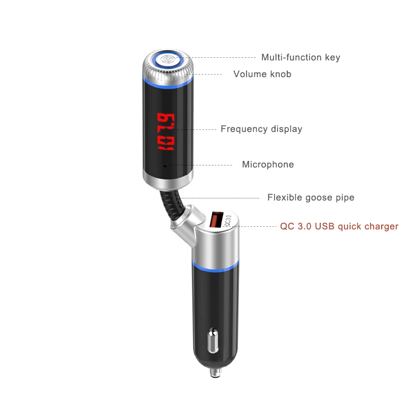 FDOMAIN Авто QC3.0 USB быстрое зарядное устройство беспроводной bluetooth handsfree