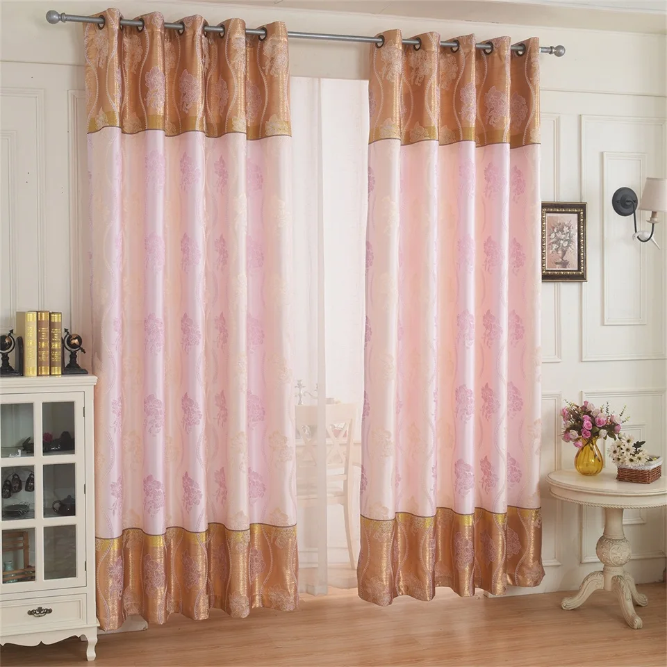 

2021 Hot Traditional Chinese Half shading Floral Yarn Dyed Cloth Curtain for in Living Room