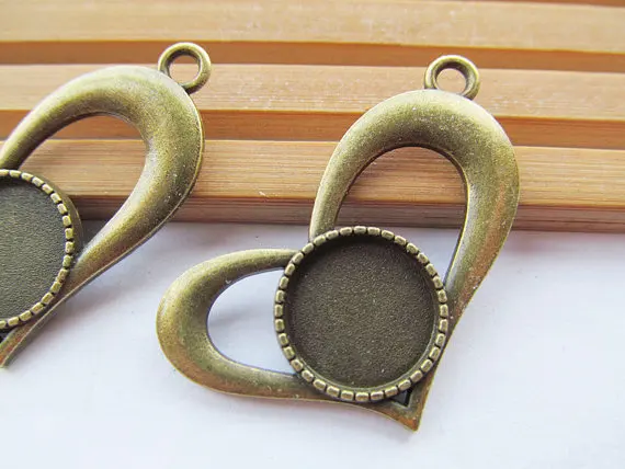 10 шт. античный серебряный тон/фоторамка с основанием под элемент любви подвеска