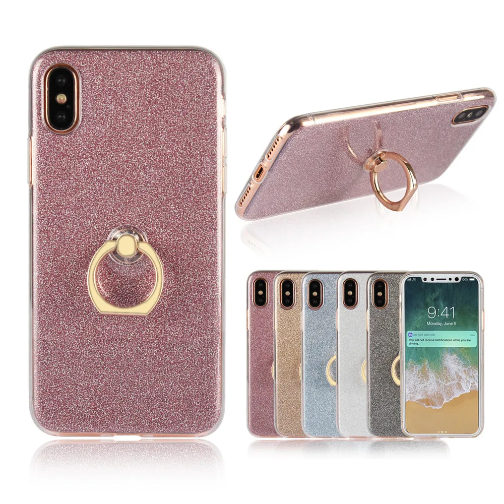 For IPhone 6 6S Case Bling Glitter Crystal Sequins Ring Soft Silicon Phone for 4 4s 5SE 5S 7 8 Plus X XR XS Max Capa |