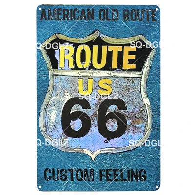 [SQ-DGLZ] мотель ROUTE 66 Оловянная вывеска Настенный декор американцы мужские уличные металлические поделки живопись Plaques 66 ROUTE США карта художественный плакат