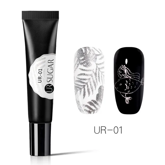 glitter UR-01 Ur Sugar, 8 мл, Цветной Гель-лак для ногтей, тиснение, летняя печать с блеском, гель для рисования, впитывается, УФ Гель-лак для дизайна ногтей, шаблон - Цвет: glitter UR-01