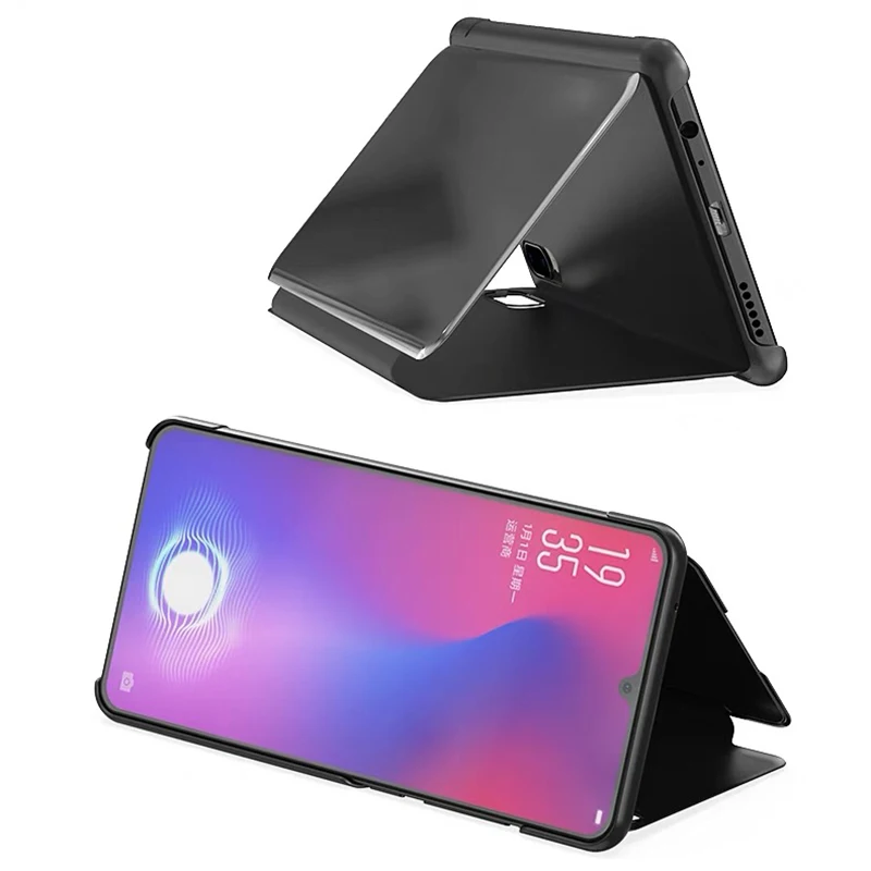 Чехол книжка с зеркальной поверхностью для Huawei Y6 2019 Y7 Pro Y9 противоударный кожаный