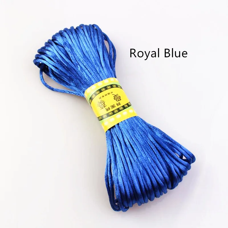 Royal Blue 20 м 2,5 мм Разноцветные нейлоновые черные Сатиновые китайские узлы, шелковый шнур для макраме, бисероплетенная нить Шамбала HK198 - Цвет: Royal Blue