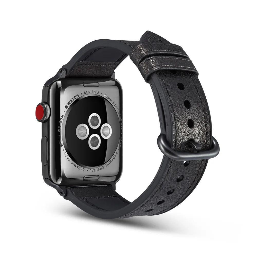 Новый смарт часы ремни для Apple Watch 4 Замена пояса из натуральной кожи + кремнезема