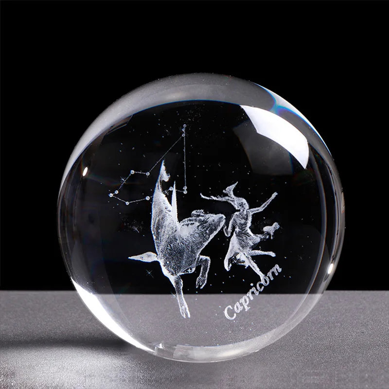 Capricorn 3D Хрустальные Знаки зодиака шар лазерная гравировка созвездия стеклянный шар украшение дома День рождения кулоны со знаками Зодиака стеклянный шар 8 см - Цвет: Capricorn