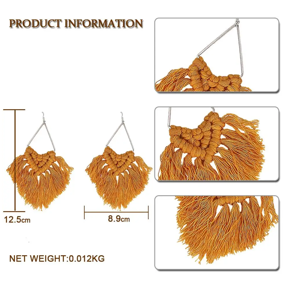 Серьги-Подвески ручной работы с кисточками в богемном стиле для женщин