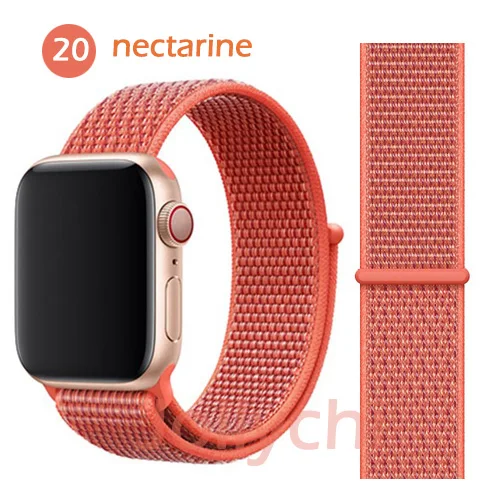 Дышащая повязка для apple Watch Series 4 3/2/1 полосы 38 мм 42 мм нейлоновая мягкая сменная Спортивная петля для iwatch 4 3 2 1 40 мм 44 мм - Цвет ремешка: nectarine