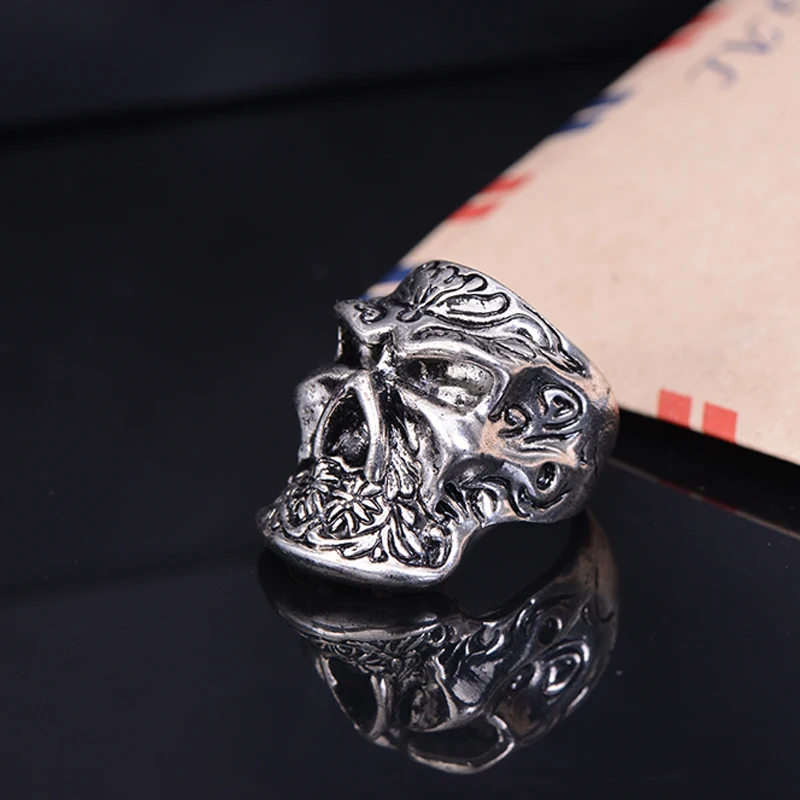 EVBEA титановое Прямая поставка большое панк байкерское кольцо с черепом для