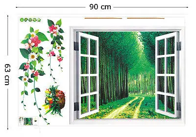 Новинка 2015 3D чехол с окошком для экрана лес Съемный ПВХ стены Стикеры виниловые