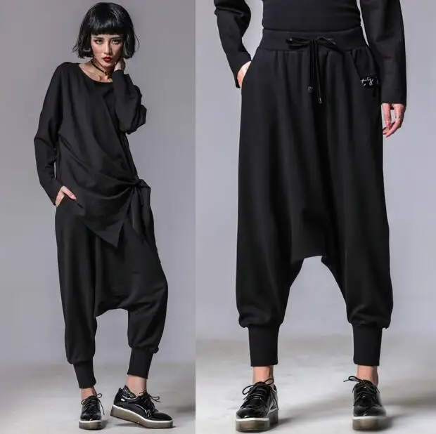 

2020 new beam pants women's original design embroidery webbing pants elastic waist small ankle harem pants