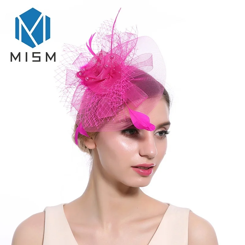 M MISM Women Party Fascinator Hair Clips French Veiling Cocktail Hat Lady Mesh Flower Headpiece Bridal Hairpins Hair Accessories
