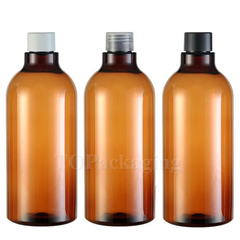 10 шт./LOT-500ML винт Кепки бутылки янтарный Пластик косметический контейнер Образец