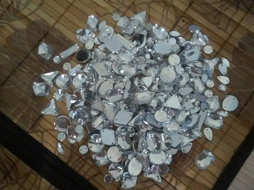 300 шт. акриловые стразы в форме загрузки серебристые Стразы для шитья вручную |