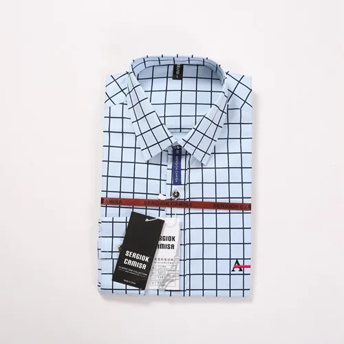 Sergio K Dudalina Мужская рубашка Camisa повседневная мужская рубашка приталенная клетчатая рубашка с длинным рукавом мужская рубашка - Цвет: A2205BLUE