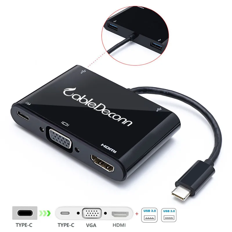 USB C концентратор типа к HDMI VGA адаптер 3 1 зарядный кабель концентраторы конвертер