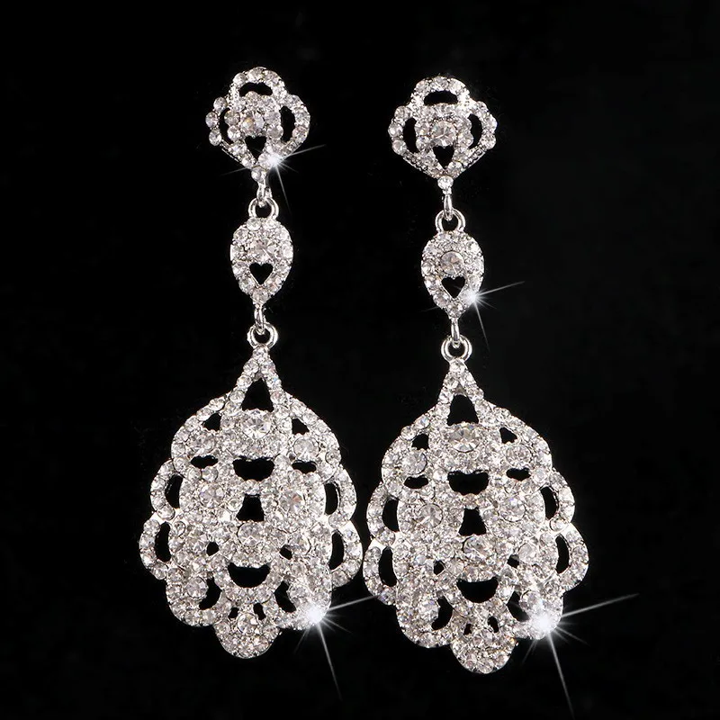 Свадебные серьги SLBRIDAL Pouplar, свадебные серьги, винтажный со стразами, кристаллами CZ, серьги в стиле арт-деко, циркониевые серьги-подвески для женщин