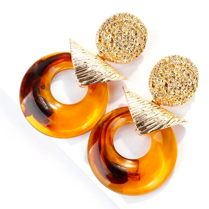 Винтажные металлические висячие серьги из смолы для женщин и девушек модные