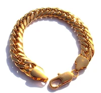 mens 24 kt solid gold finish hge 9 inch heavy luxurious hypotenuse nugget bracelet
