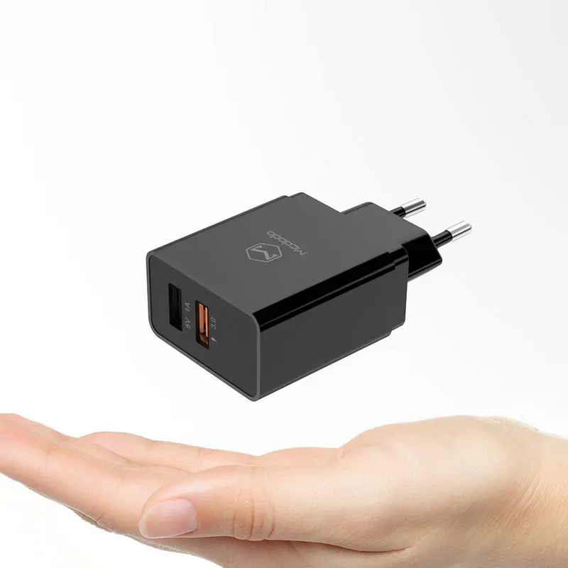 Mcdodo QC 3,0, двойное зарядное устройство USB, настенный адаптер для путешествий, зарядное устройство Qualcomm Qc3.0 для Sumsang, Xiaomi, huawei, EU, зарядное устройство для мобильного телефона - Тип штекера: black