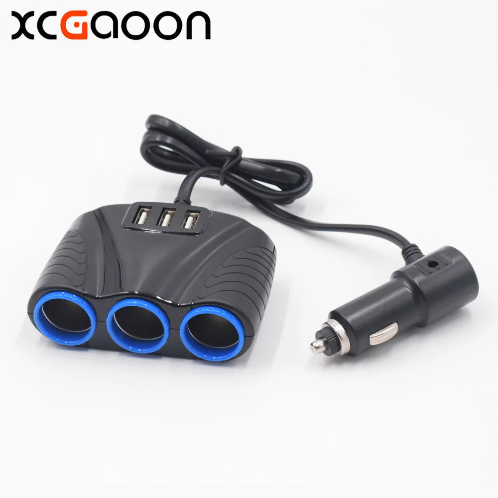 

XCGaoon 120W 3 Sockets Way Car Auto Cigarette Lighter with 3 USB Port 5V 3.1A USB Car Charger for all Mobile Phone Car DVR GPS
