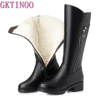 gktinoo high quality knee high boots women genuine leather winter boots comfortable warm wool womens long boots shoes