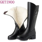 GKTINOOвысококачественные сапоги до колена; Женские зимние сапоги из натуральной кожи; Удобные теплые шерстяные женские высокие сапоги