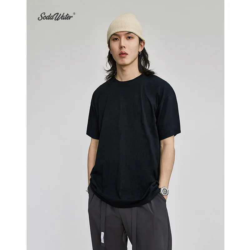 SODA WATER T shirt Men 2019 Basic Tees Shirts Pure Colour Cotton O neck Pullover Short Sleeve Streetwear Top Tee 91139S|Мужские