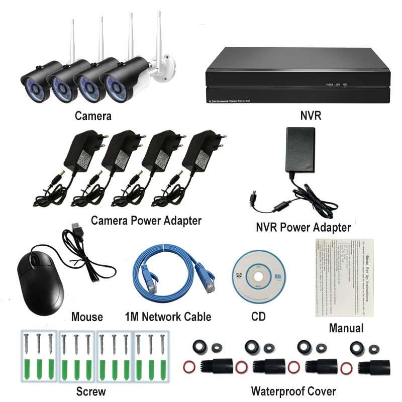 HJT WIFI network camera 1080P 2.0MP 4-channel CCTV 6IR night vision motion detection security monitoring Onvif | Безопасность и