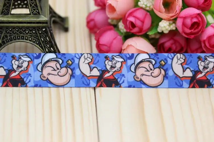 

DHK 7/8'' 5yards Popeye printed grosgrain ribbon hair bow diy party decoration OEM Wholesale 22mm C729