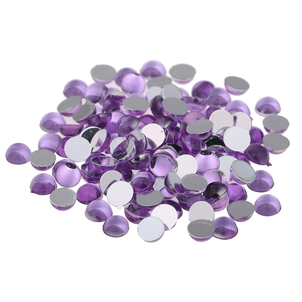 07 Light purple Акриловая плоская задняя часть много размеров много цветов полукруглые граненые Акриловые стразы клей на акриловые бусины украшения на платье DIY - Цвет: 07 Light purple