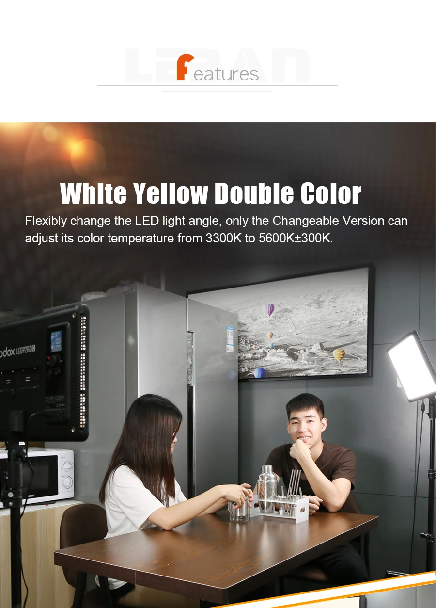 Godox 3x светодиодный P-260C 3300-5600 K светодиодный комплект непрерывного освещения для видеосъемки с подсветкой и футляром для переноски