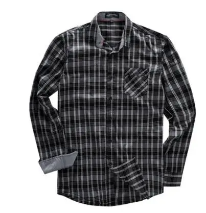 Large Size Male Pure Cotton Long-Sleeved Casual Plaid Shirts Camisa Masculina Black Blue Mens Blouses Tops Fredd Marshall K790 | Мужская