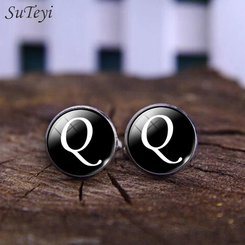 SUTEYI модные мужские запонки с кристаллами стеклянные кабошоны принтом буквами