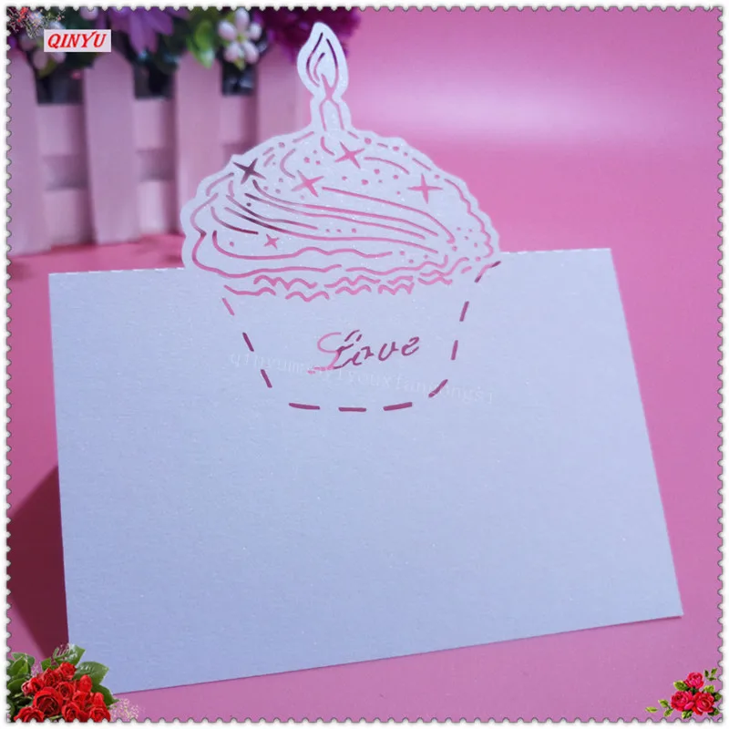 Новинка 2018 г. Лидер продаж карточки для стола с надписью Love торт 50 шт. Pearlscent именем