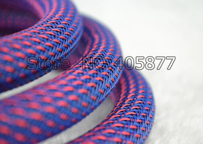 16 мм нейлоновая сетка фиолетовый + красный экран оплетка рукав для DIY HIFI аудио