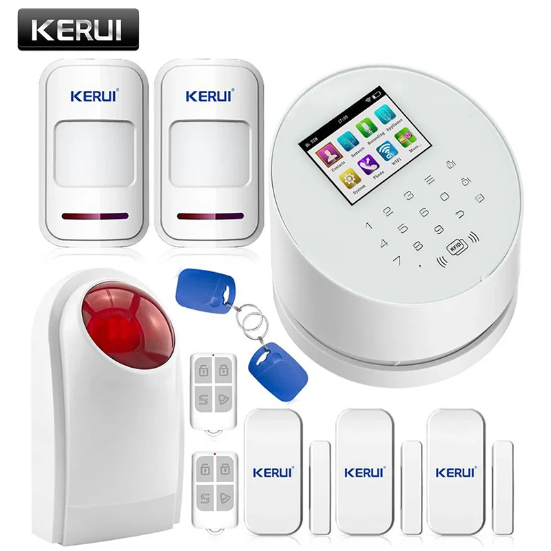 KERUI Android IOS app пульт дистанционного управления WI-FI GSM PSTN в одном стиле «Три в одном», домашняя система охранной сигнализации высокого качества gsm сигнализация - Цвет: Kit 4