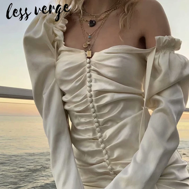 Lessverge винтажное облегающее атласное платье на шнуровке женское тонкое