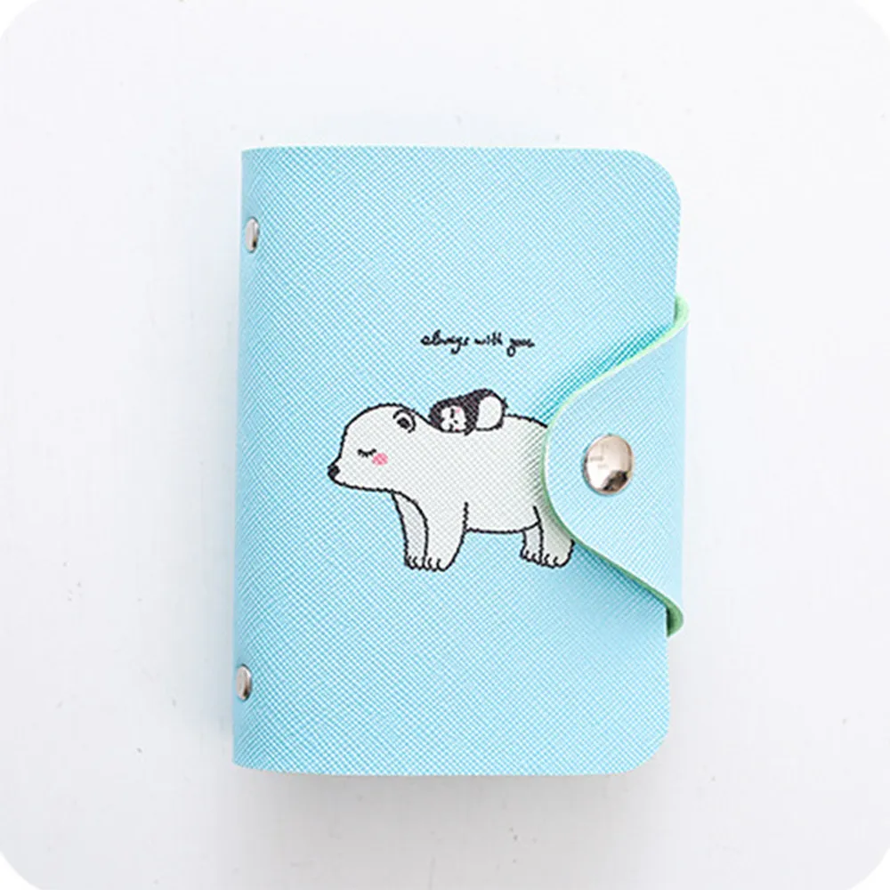 07 Cute Women Business Card Holder Case Book Cartoon Leather Bank Credit Card Clip Wallet Cardholder Flamingo ID Card Bag 20 Bits - Цвет: 07