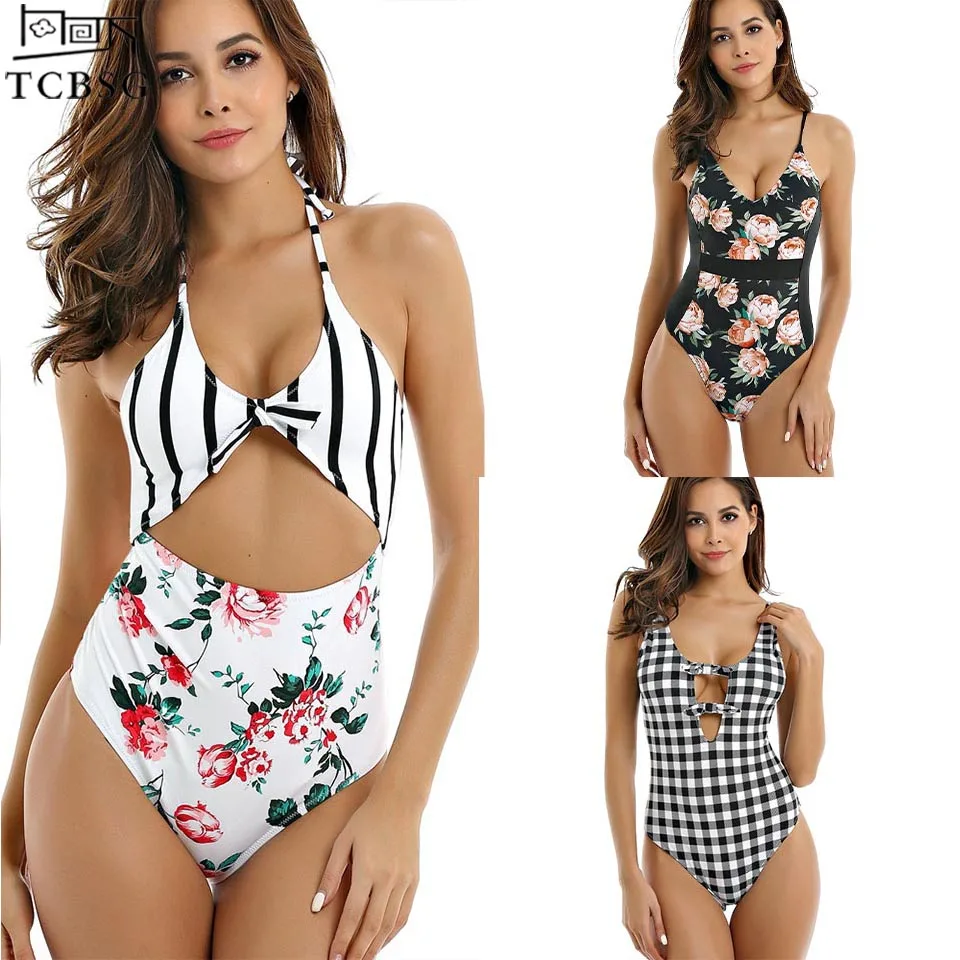 TCBSG 2019 New Arrival Sexy One Piece Swimsuit Hot Sale Women Summer Beach Priint Monokini Swimwear Swim Wear Bathing Suits | Спорт и