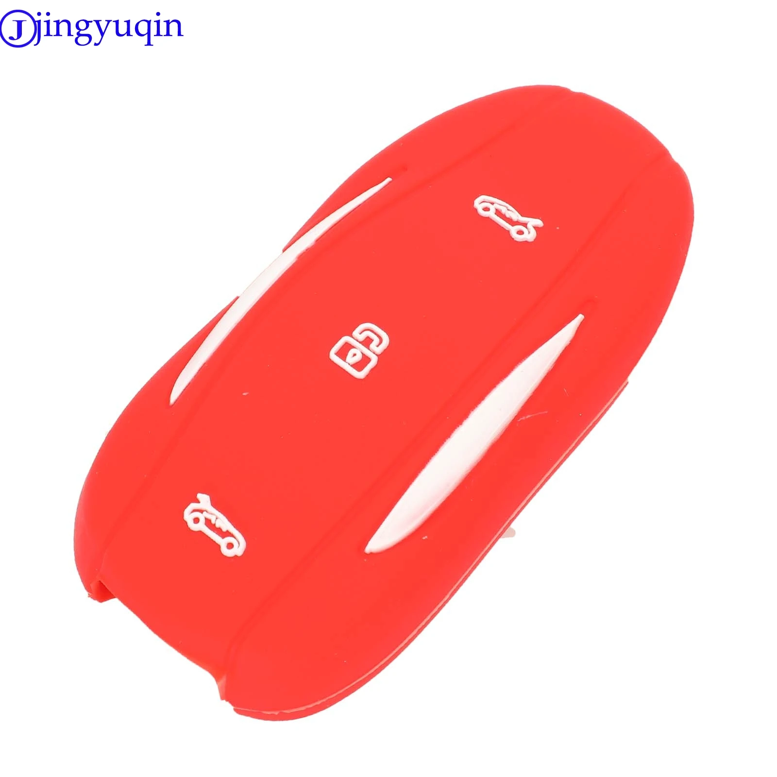 

jingyuqin 3 Buttons Silicone Rubber Car Key Case Cover Skin Set Fob Protector For Tesla Inc Tesla Model S X 3 Silicone car key