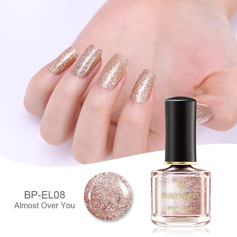 BP-EL08 BORN PRETTY серия розово-золотого цвета лак для ногтей 6 мл розовый чистый лак для ногтей Блестки для ногтей - Цвет: BP-EL08