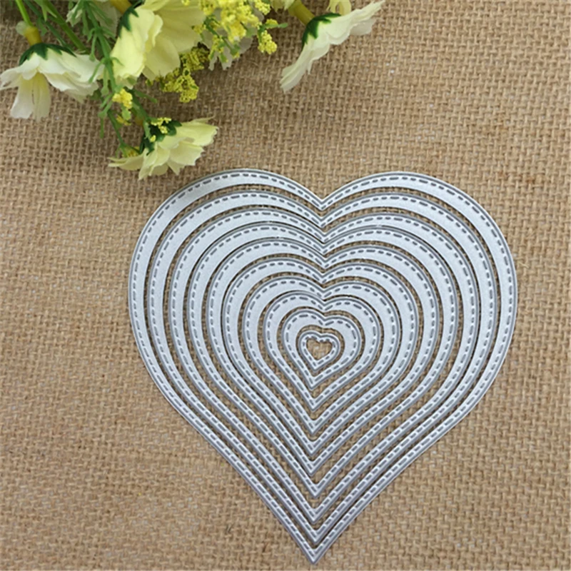10 шт./лот. Трафаретный Скрапбукинг в форме сердца металлические режущие штампы